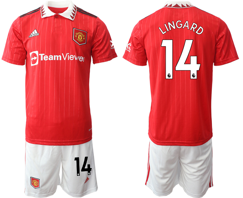 Men 2022-2023 Club Manchester United home Red #14 Adidas Soccer Jersey->manchester united jersey->Soccer Club Jersey